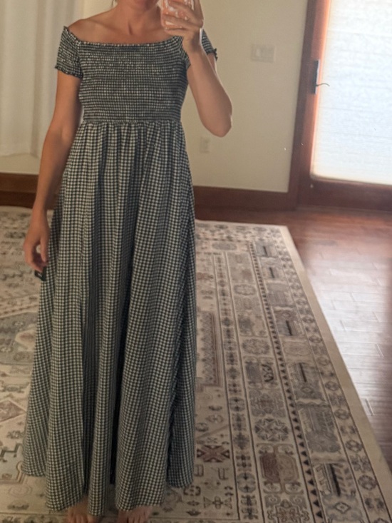 Lulus Dresses & Skirts - Lulu's Black Gingham Off-Shoulder Smocked Maxi Dress